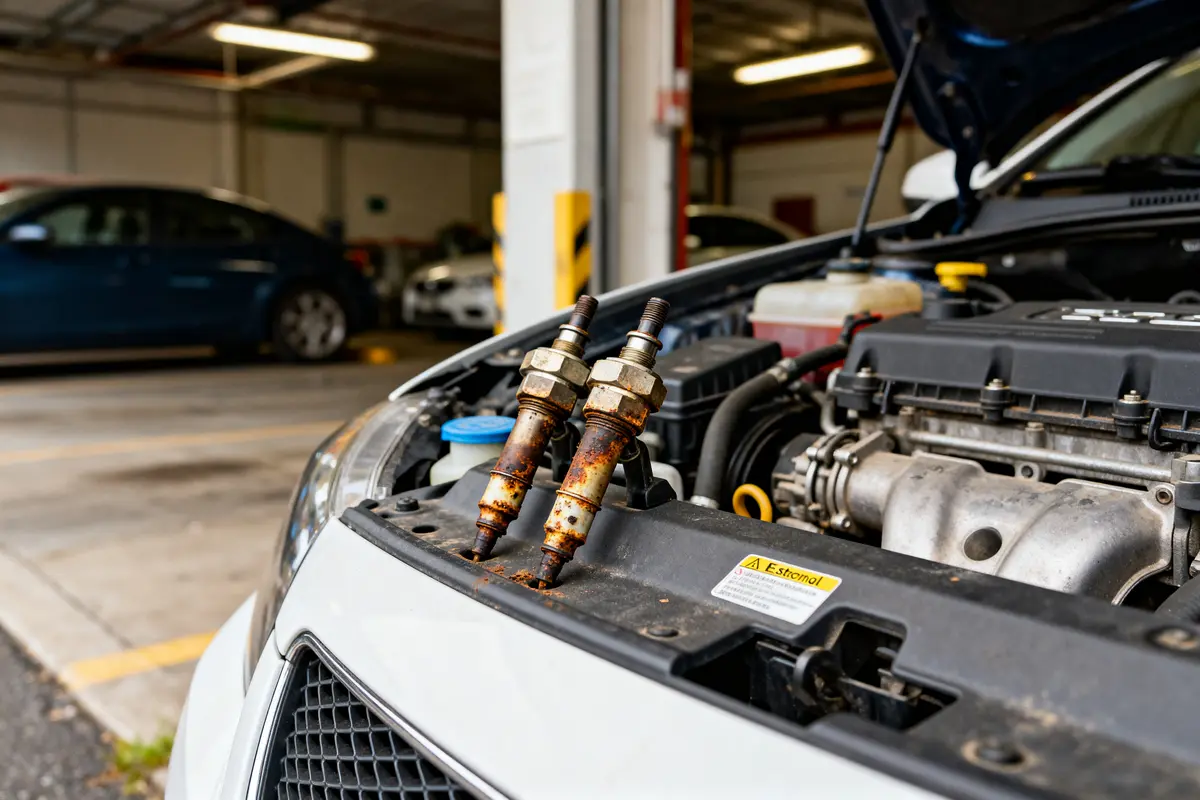 Bougies d'allumage rouillées retirées après avoir mis de l'éthanol dans ma voiture essence
