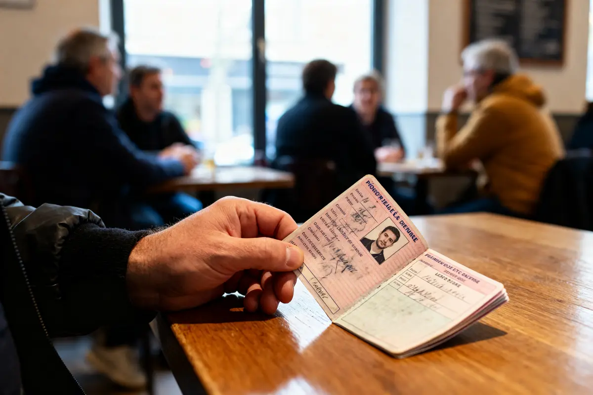 Personne tenant un permis de conduire ancien dans un café, découvrant pourquoi le garder