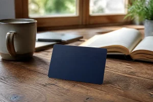 Carte cadeau noire devant une tasse et un livre tousenbagnole.fr cadeau