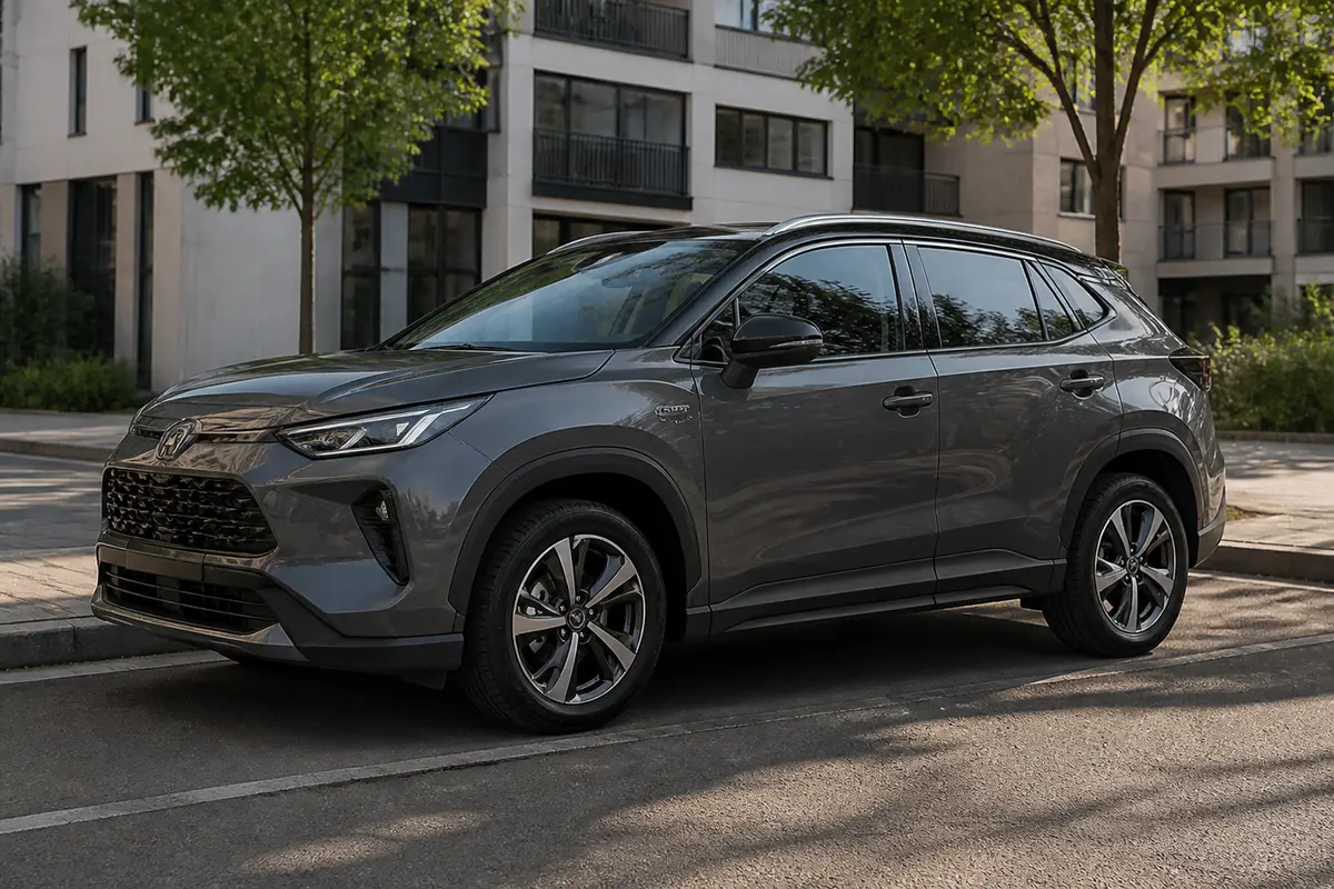 SUV gris stationné en ville par tousenbagnole.fr sur hybrides modernes et élégants